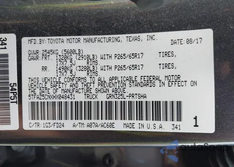 2017 Toyota Tacoma Trd Sport z USA, uszkodzony, nr VIN 5TFAZ5CNXHX048431